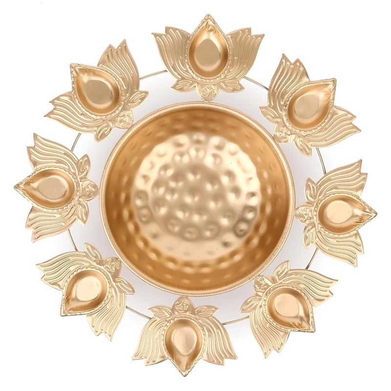 Lotus Shape Urli Bowl Diwali Gift Decoration Items for Home Decor Decorative Kamal Diya Bowl 12 Inch Size Floating Flowers and Tea Light Candles Home urli  - Image 4