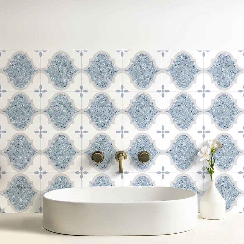 SVNOOC Peel & Stick Tile Stickers 12 PCS Self Adhesive Backsplash Decorative Wall Stickers for Kitchen Bathroom Tile Decals Waterproof & Removable 6" x 6" (Blue Terrazzo) - Image 3