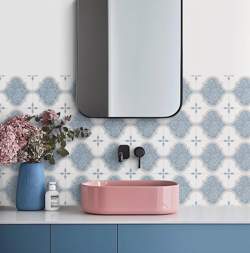SVNOOC Peel & Stick Tile Stickers 12 PCS Self Adhesive Backsplash Decorative Wall Stickers for Kitchen Bathroom Tile Decals Waterproof & Removable 6" x 6" (Blue Terrazzo) - Image 5