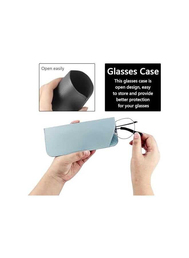 PROMASS 6 Pcs Glasses Case, Soft Eyeglasses Pouch, PU Leather Sunglasses Pouch, Simple Stylish Slip In Eyeglass Cases for Women Men Kids, 7 x 3Inch  - Image 2