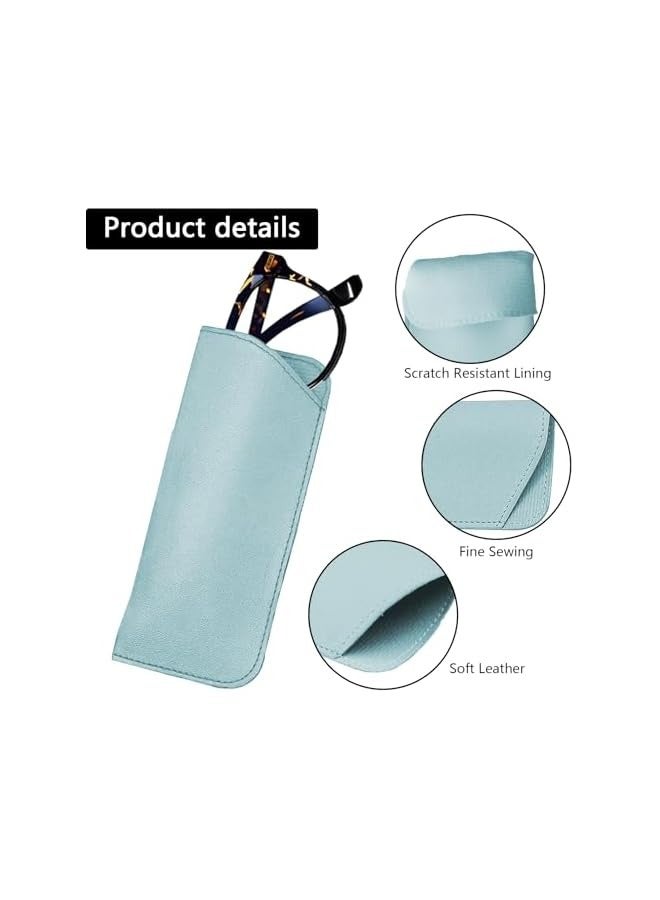 PROMASS 6 Pcs Glasses Case, Soft Eyeglasses Pouch, PU Leather Sunglasses Pouch, Simple Stylish Slip In Eyeglass Cases for Women Men Kids, 7 x 3Inch  - Image 3