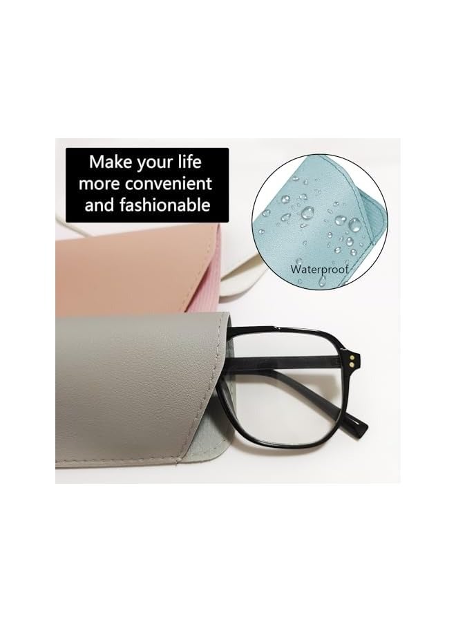 PROMASS 6 Pcs Glasses Case, Soft Eyeglasses Pouch, PU Leather Sunglasses Pouch, Simple Stylish Slip In Eyeglass Cases for Women Men Kids, 7 x 3Inch  - Image 4