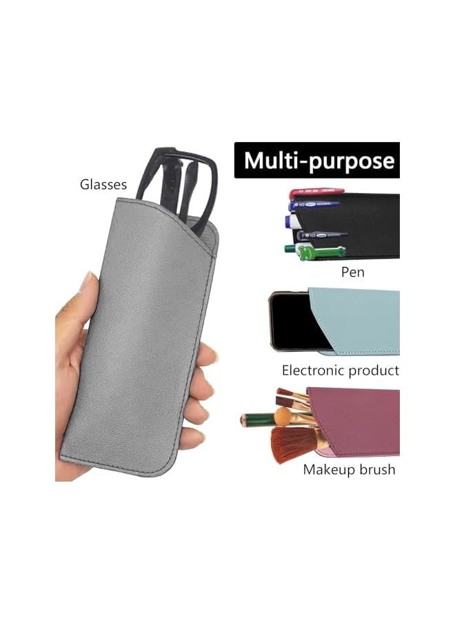 PROMASS 6 Pcs Glasses Case, Soft Eyeglasses Pouch, PU Leather Sunglasses Pouch, Simple Stylish Slip In Eyeglass Cases for Women Men Kids, 7 x 3Inch  - Image 5