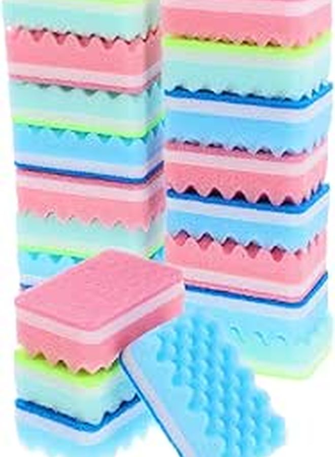 Non Scratch Scrub Sponges 20Pcs Absorbent Foam Dishwashing Kitchen Cleaning Mixed Color - Image 1