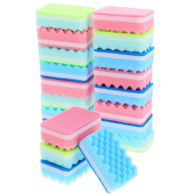 Non Scratch Scrub Sponges 20Pcs Absorbent Foam Dishwashing Kitchen Cleaning Mixed Color - Image 2