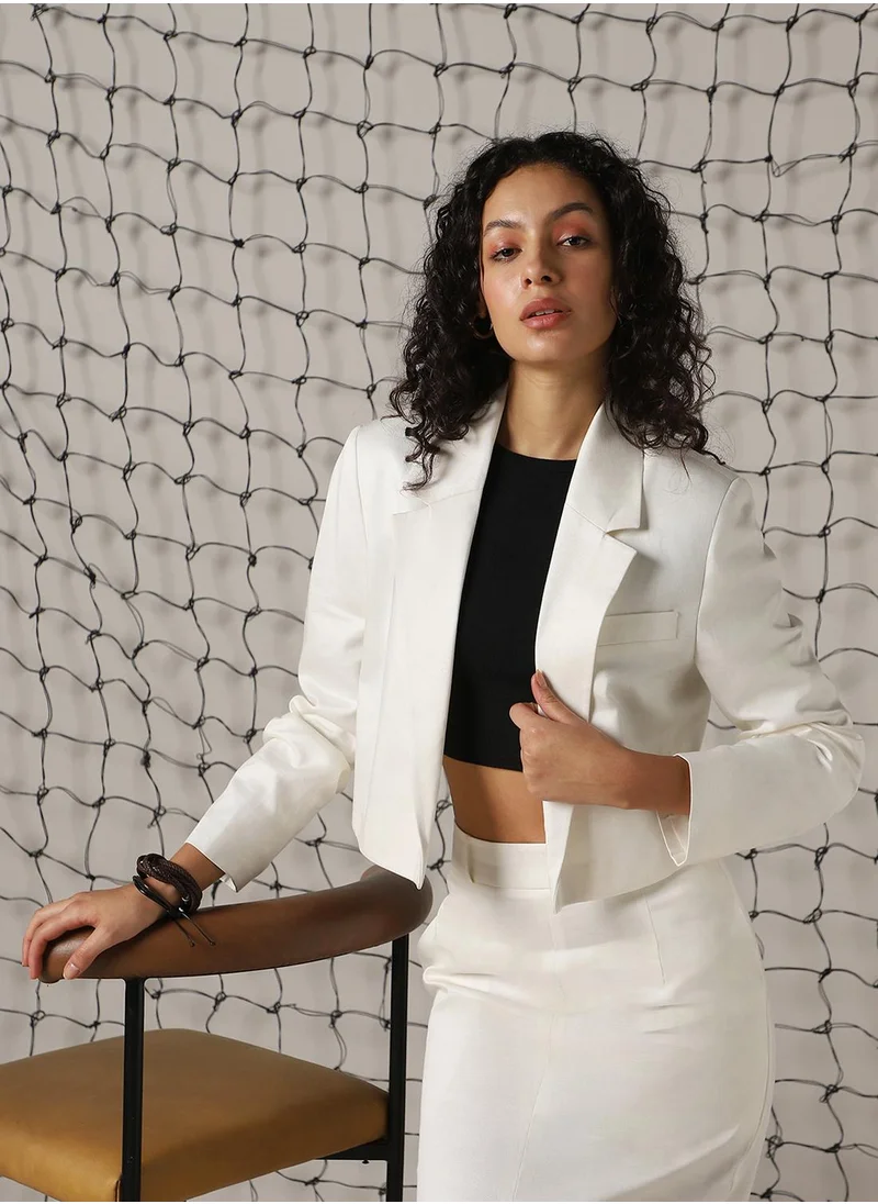 هوبرهولمي Women's Marshmallow Cotton Blend Solid Oversized Blazer