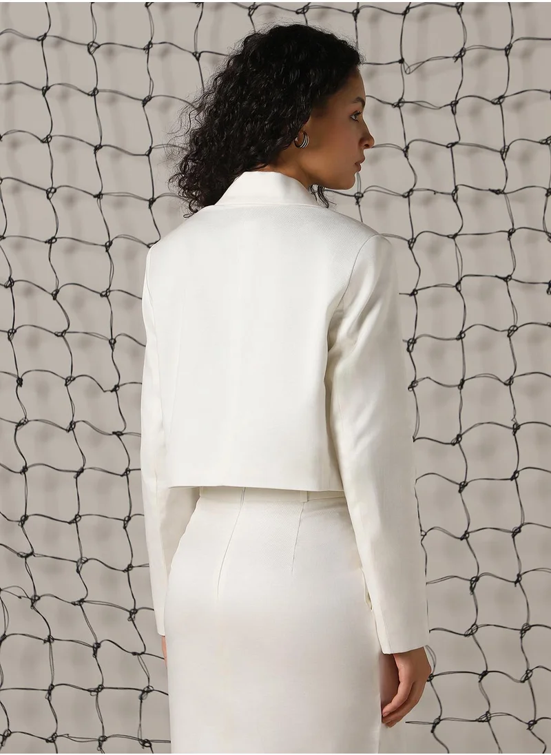 Hubberholme Women's Marshmallow Cotton Blend Solid Oversized Blazer