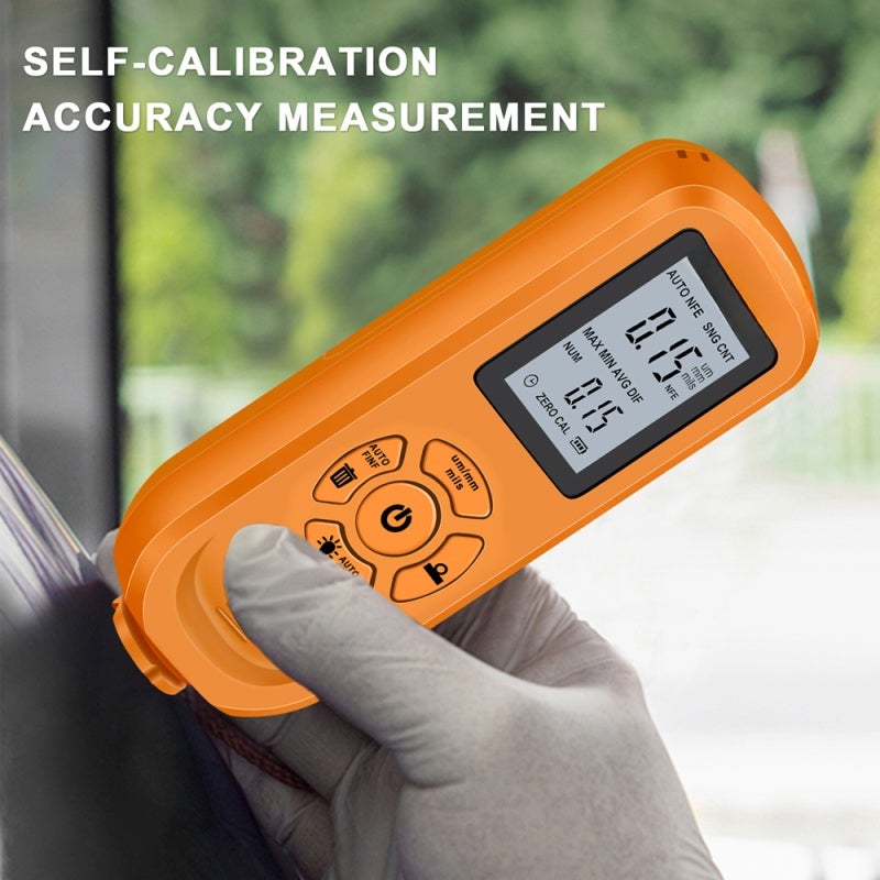 Thickness Gauge 0-2000Um Orange Portrait Screen Easy Operation - Unit Switching Function Thickness Tester for Automobile Film & Ferromagnetic Substrate Measurement - Image 3