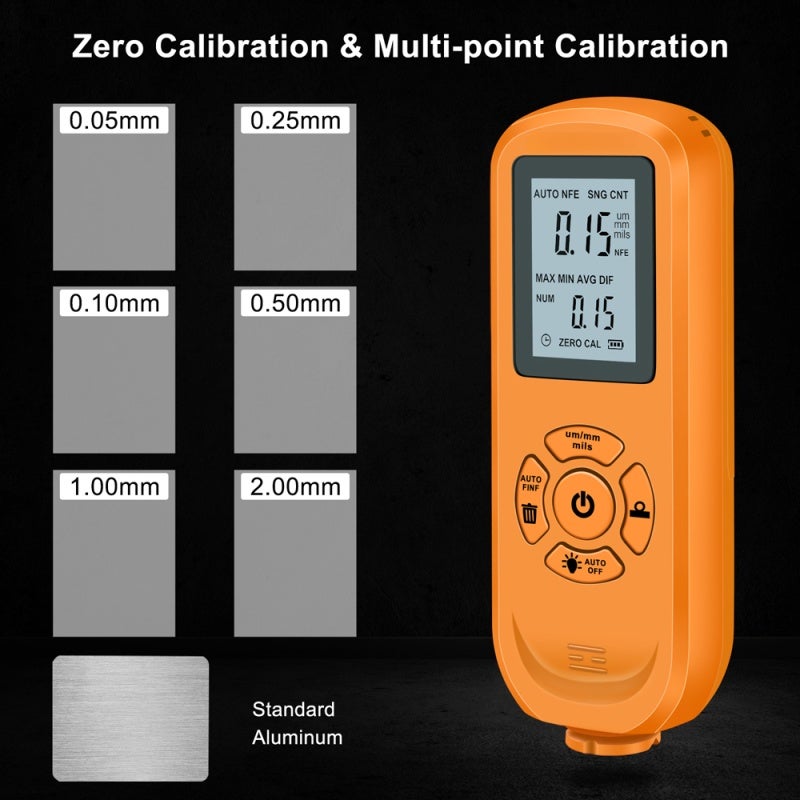 Thickness Gauge 0-2000Um Orange Portrait Screen Easy Operation - Unit Switching Function Thickness Tester for Automobile Film & Ferromagnetic Substrate Measurement - Image 4