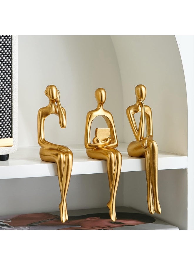 Gold Decor Thinker Statues - 3Pcs