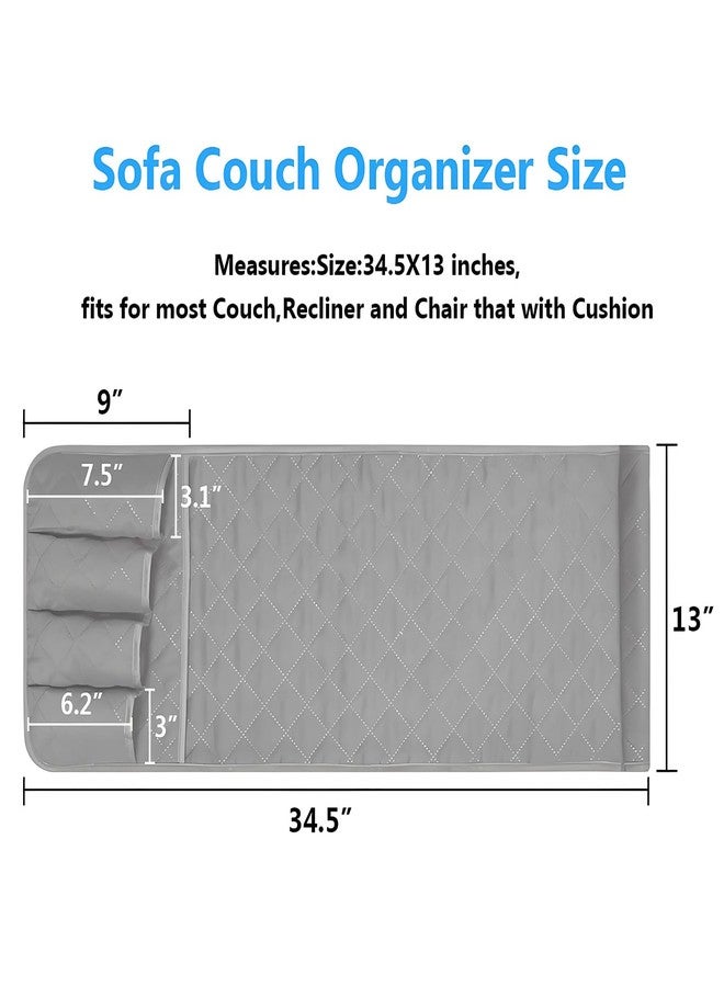 AUVCAS Sofa Armrest Organizer Non-Slip Arm Chair Bedside Caddy Storage Organizer for Recliner Couch with 5 Pockets for Cell Phone TV Remote Control Magazines (Grey) - Image 4