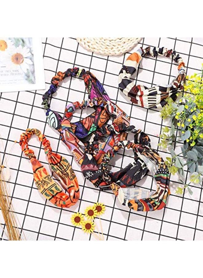 Syhood - 6 Pieces African Headbands Elastic Turban Headbands Boho Print Headband Elastic Hair Bands Wide Headwrap Workout Yoga Sports Hair Accessories For Women Girls - Image 1
