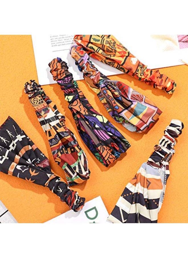 Syhood - 6 Pieces African Headbands Elastic Turban Headbands Boho Print Headband Elastic Hair Bands Wide Headwrap Workout Yoga Sports Hair Accessories For Women Girls - Image 1