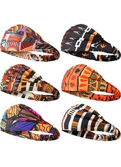 6 Pieces African Headbands Elastic Turban Headbands Boho Print Headband Elastic Hair Bands Wide Headwrap Workout Yoga Sports Hair Accessories For Women Girls
