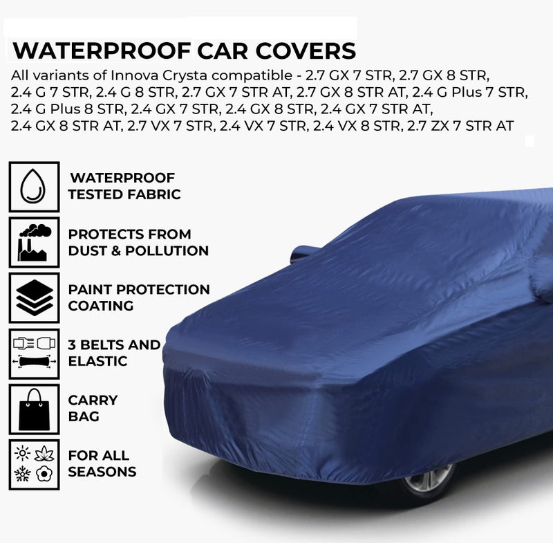 AUTOGUYS TF-I Car Cover for Toyota Innova Crysta [Year 2016 Onwards] - Dust & UV Proof Waterproof Car Cover (Blue) - Image 2