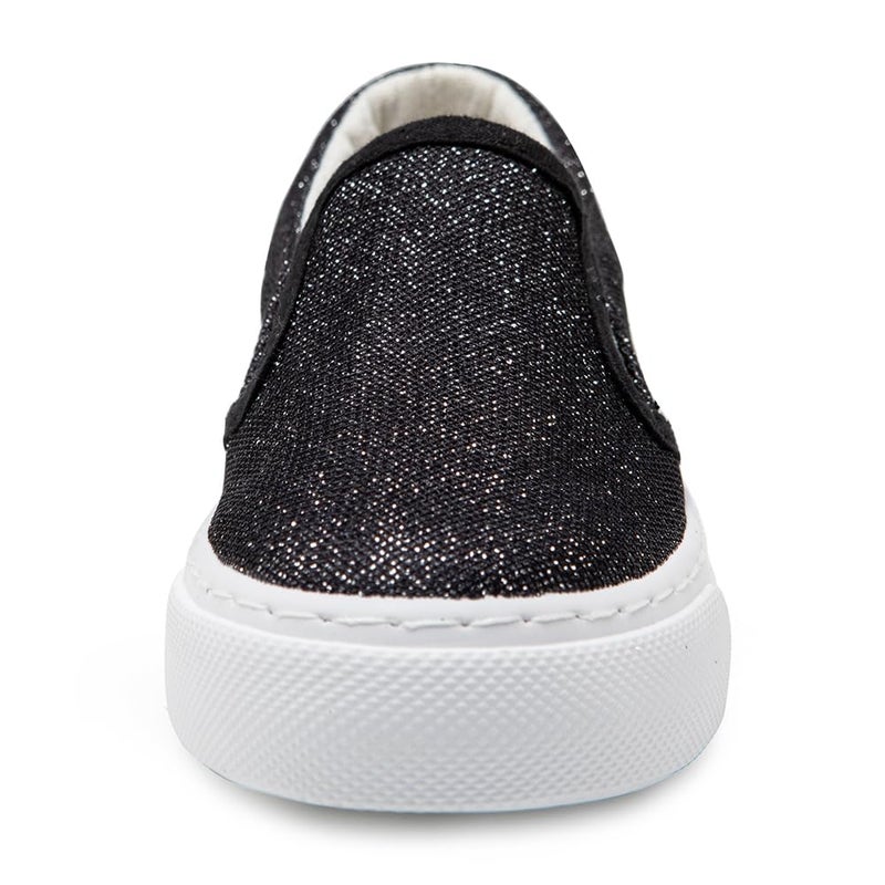 Toandon Girls Little Kids Sneakers Loafer Walking Shoes Slip On Child Glimmer Glitter Sparkle Low Top Non Slip Rubber Sole Lightweight Breathable Outdoor Fashion Casual Black Size 2 - Image 3