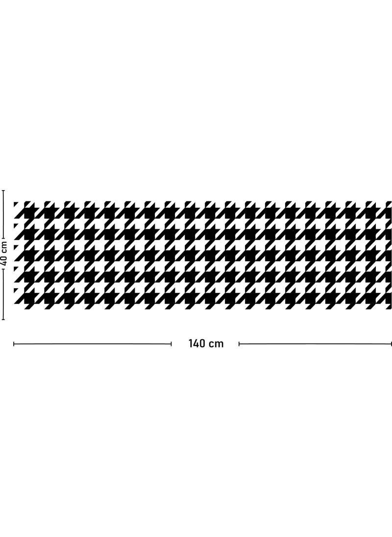 فاجونيك Houndstooth Black and White Patterned Digital Printed Runner 140X40