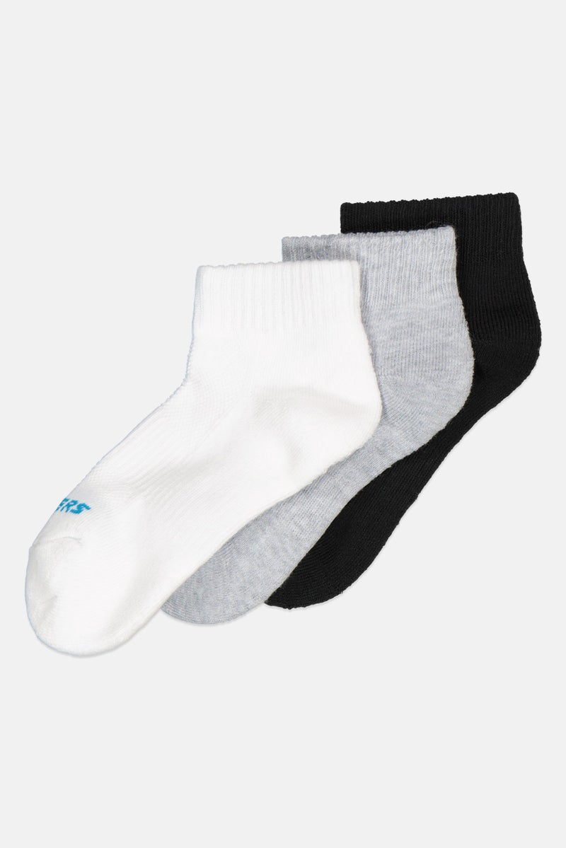 SKECHERS Kids Girl 3 Pairs Brand Logo Socks, White  - Image 2