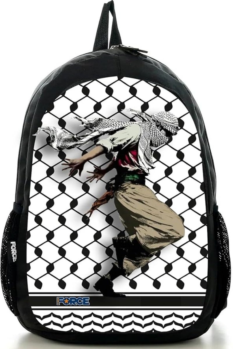Force 14" Laptop Backpack for Boys - Palestine Print in Black - Image 1