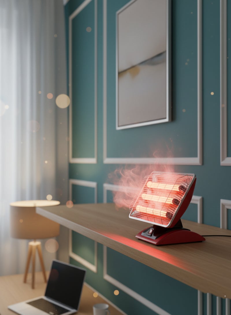 Home Master Electric Heater with 3 Heating Tubes – 1500W Model HM-2678 – Adjustable Tilt Design for Fast and Safe Heating with Balanced Heat Distribution and a Durable, Elegant Red Body - Image 4