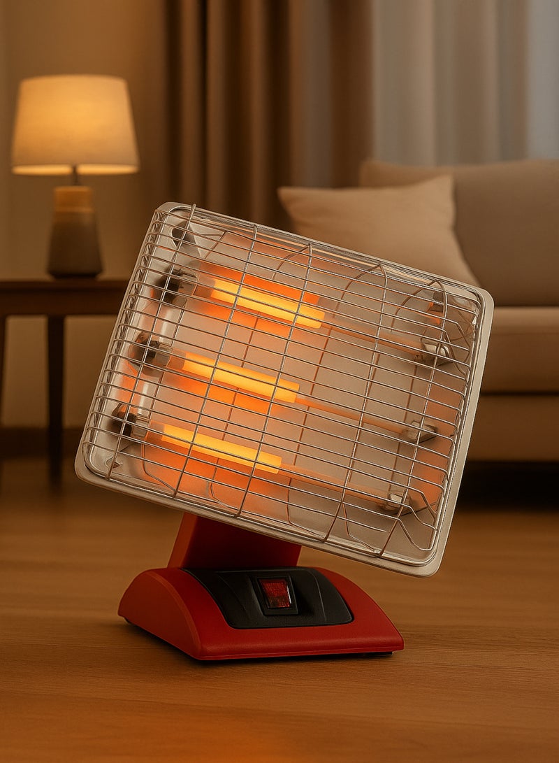 Home Master Electric Heater with 3 Heating Tubes – 1500W Model HM-2678 – Adjustable Tilt Design for Fast and Safe Heating with Balanced Heat Distribution and a Durable, Elegant Red Body - Image 5