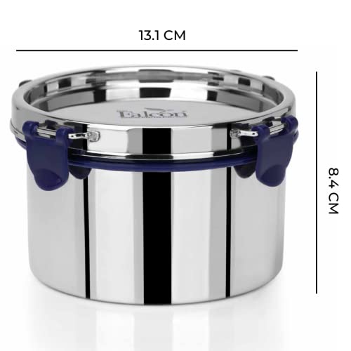 PDDFALCON EcoNxt Stainless Steel Lunch Box Set,With Airtight Lids,Easy to Clean,100% Leakproof With BIS Certified, Jindal Seal & Made In India, School, Travel, Set of 1 - Navy Blue (800ml) - Image 3