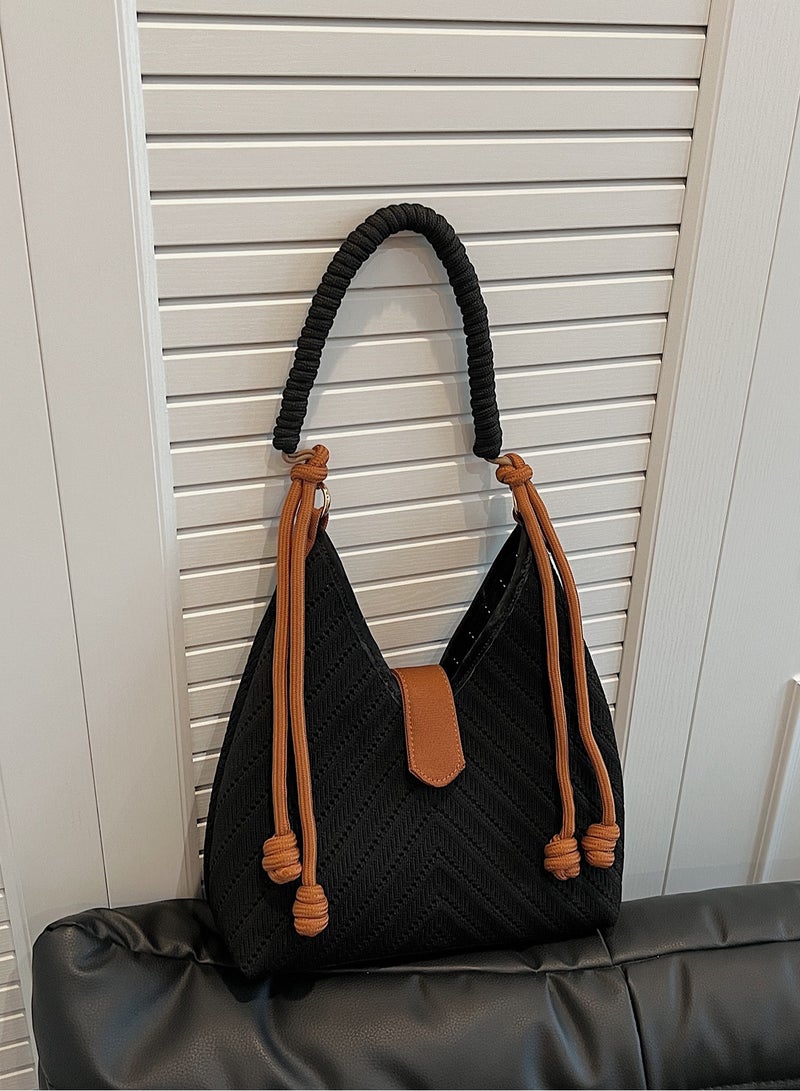 Women's Fashion Shoulder Tote Bag WeavingHandbag Crossbody bag Purse Set Large Capacity Tote Bag Fashionable Travel Messenger Shoulder Bag For Ladies  - Image 5