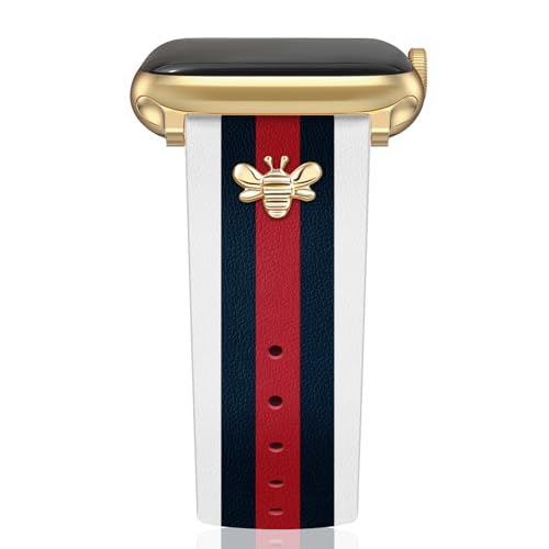 MOINSPIRE Designer Leather Bands with Charms Compatible with Apple Watch 38mm 40mm 41mm 42mm(S11/10) Women Men Genuine Leather Strap Elegant Wristbands for iWatch Series 11/10/9/8/7/6/5/3/2/1/SE/Ultra - Image 1
