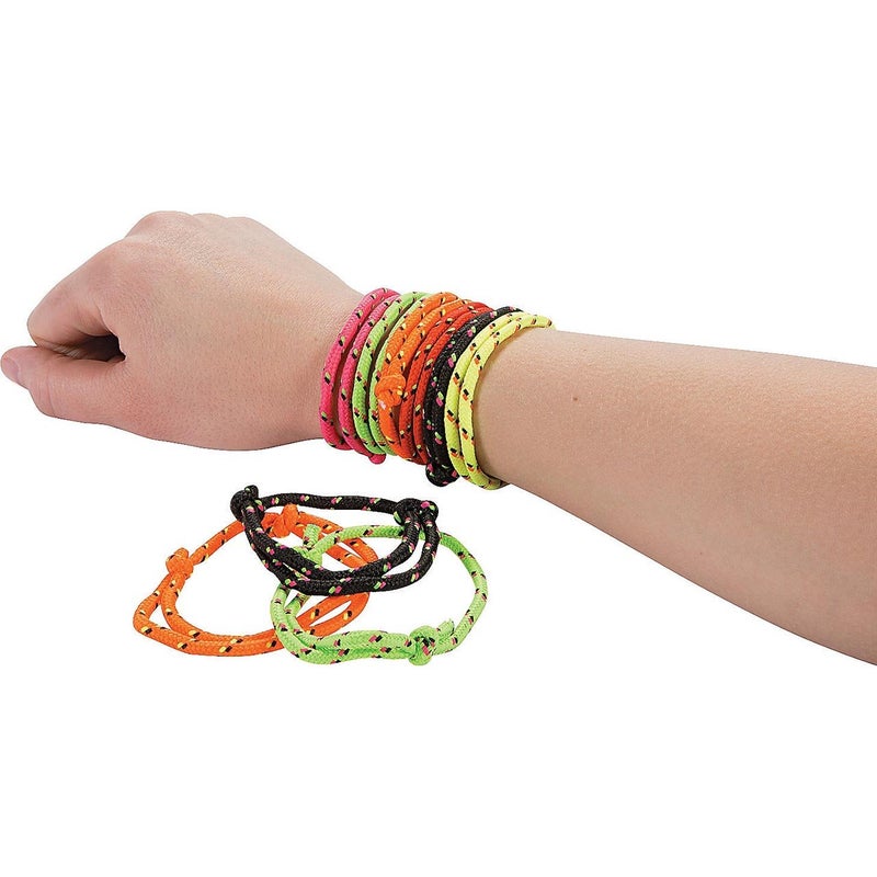 Fun Express Bulk Friendship Bracelets 72 adjustable nylon bracelets in a variety of colors Party Favors and Giveaways - Image 3
