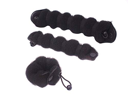 ASTRQLE Set of 3 Magic Hair Styling Styler Hot Hair Donut Bun Ring Styler Maker 1 large2 small Black - Image 2