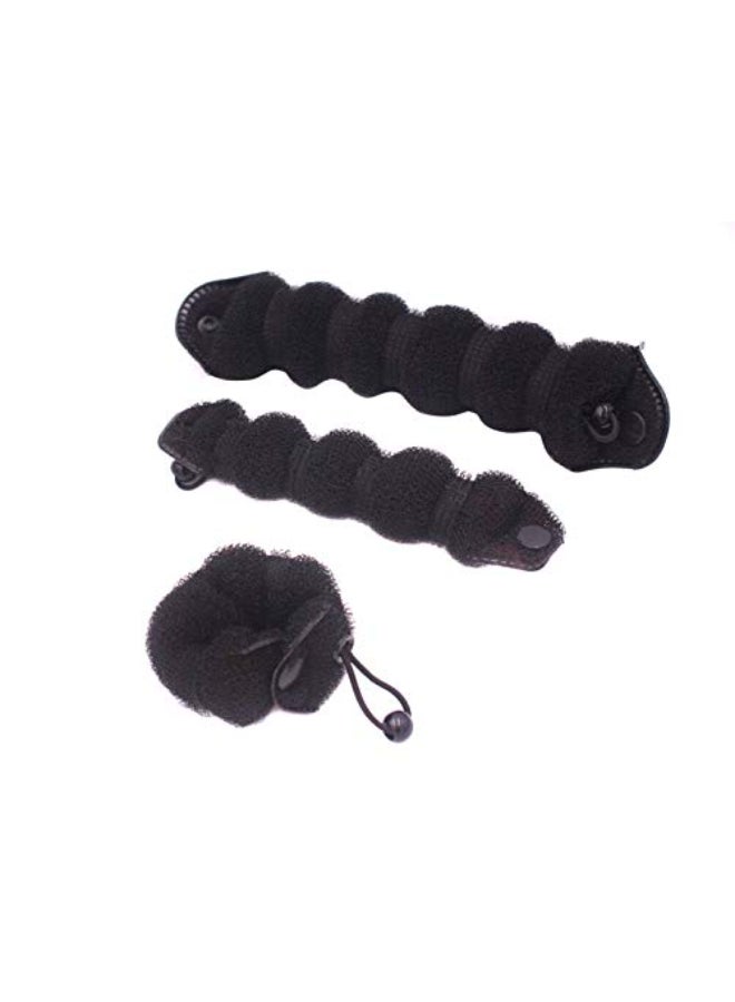 ASTRQLE Set of 3 Magic Hair Styling Styler Hot Hair Donut Bun Ring Styler Maker 1 large2 small Black - Image 1