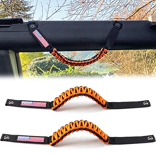 RERPRO مقابض قبضة بار رول RERPRO لسيارة فورد برونكو 2021 2022 2023 2024 2025 2 باب 4 أبواب، مقبض قبضة بارا كورد، مع علم أمريكا، عبوة 2 برتقالي - Image 1
