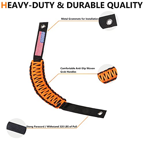 RERPRO مقابض قبضة بار رول RERPRO لسيارة فورد برونكو 2021 2022 2023 2024 2025 2 باب 4 أبواب، مقبض قبضة بارا كورد، مع علم أمريكا، عبوة 2 برتقالي - Image 5