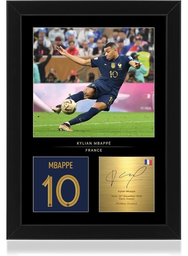 Win FC Kylian Mbappe Signed A4 Framed Photo Display - Reproduced Digital Signature - Gift For Football Fans - Image 1