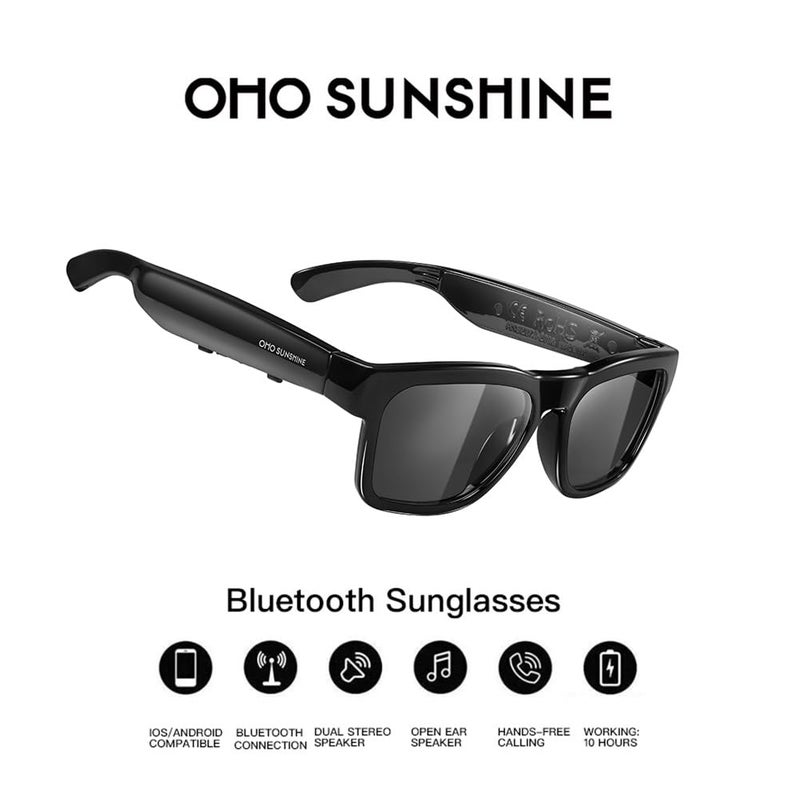 OhO sunshine OhO Smart Glasses,Polarized Sunglasses with Bluetooth Speaker,Athletic/Outdoor UV Protection and Voice Control,Unisex(Grey Lens) - Image 3