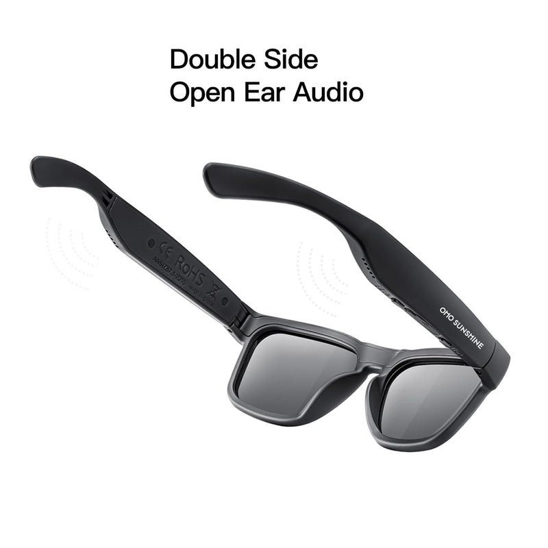 OhO sunshine OhO Smart Glasses,Polarized Sunglasses with Bluetooth Speaker,Athletic/Outdoor UV Protection and Voice Control,Unisex(Grey Lens) - Image 2