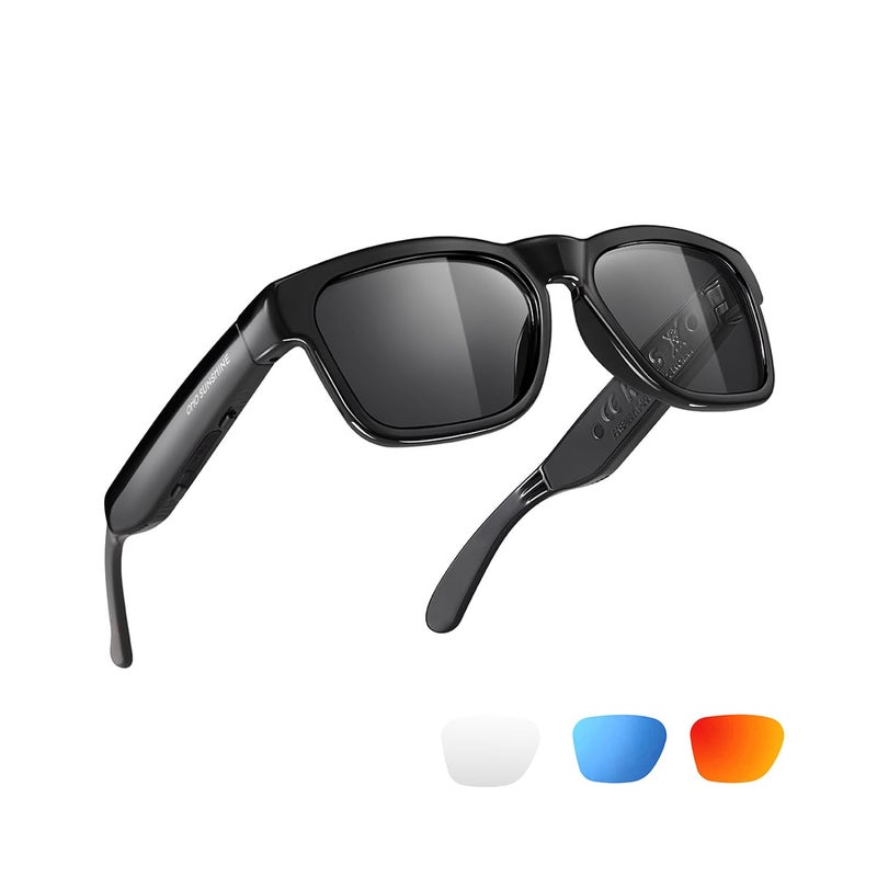 OhO sunshine OhO Smart Glasses,Polarized Sunglasses with Bluetooth Speaker,Athletic/Outdoor UV Protection and Voice Control,Unisex(Grey Lens) - Image 1