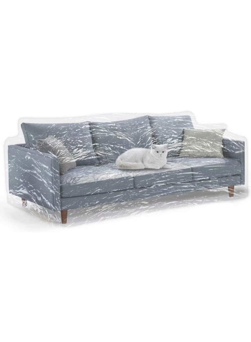 KEBE Clear Thicker Couch Cover for Pets, Heavy Duty Waterproof Plastic Shield Cat Dog Scratch Proof Protector, Non-Slip Sofa Slipcover for Storage and Moving - Image 1