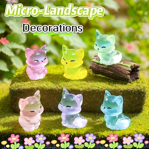 EVDERS 28Pcs Luminous Mini Resin Fox Figurines Glow in The Dark Mini Fox Figures Miniature Resin Animals Foxes Figurines for Micro Landscape Fairy Garden Dollhouse Decor Aquarium Birthday Decorations - Image 4