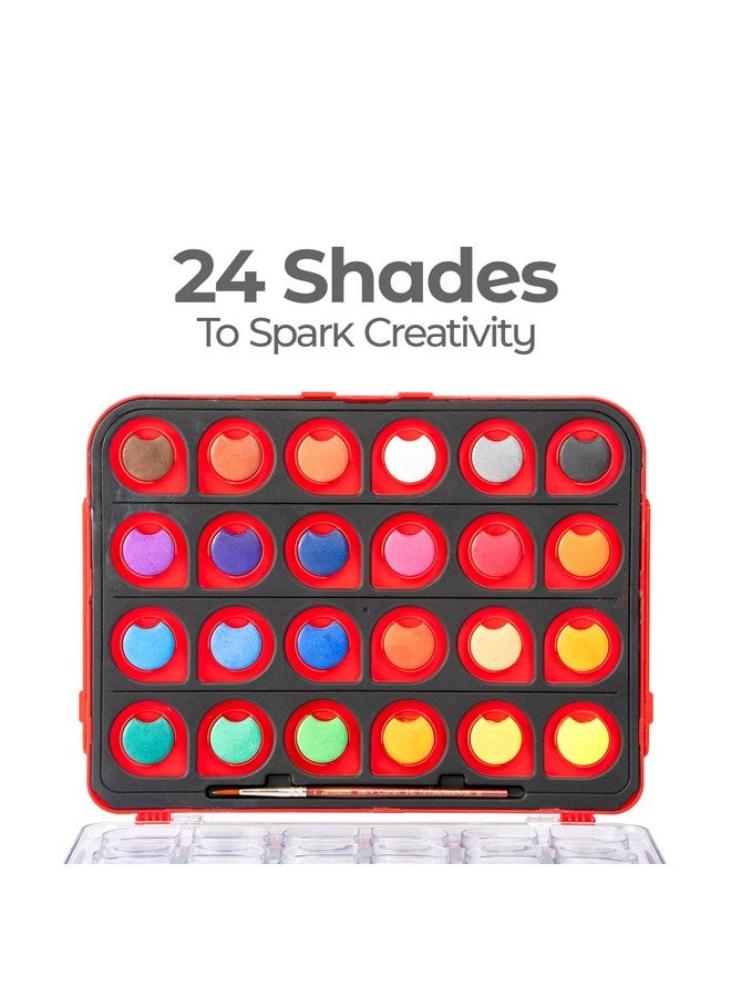 Camel ColorPad Watercolor Cake with Paint Brush | 24 Shade Set | Vibrant Colors | Portable Design for Outdoor Art & Competitions | Ideal for Students - Image 2