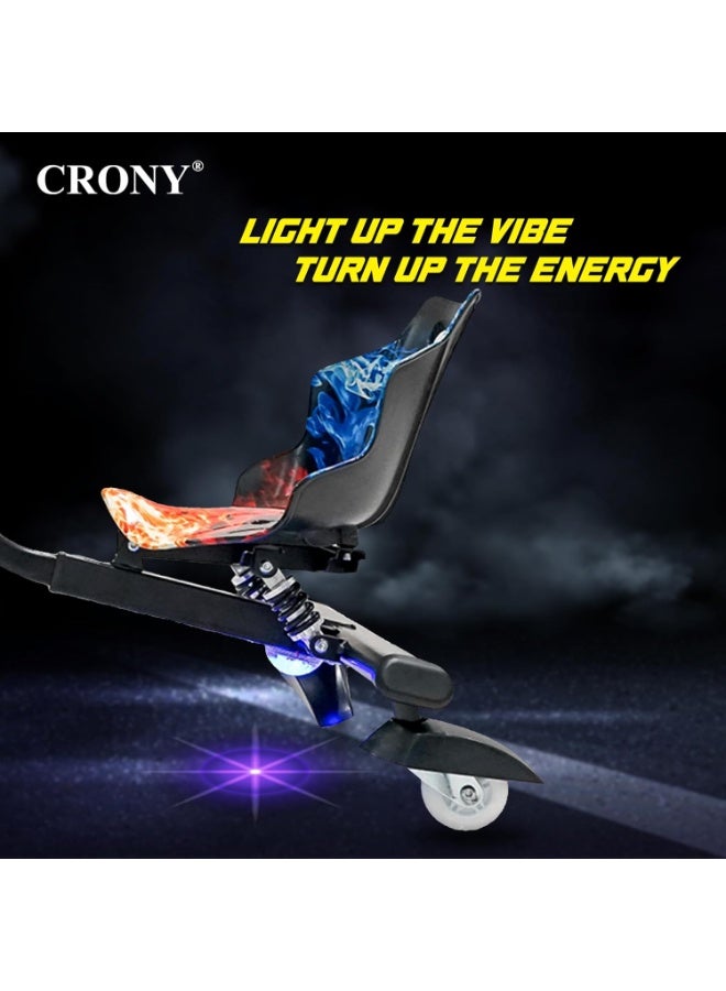 Crony JL009 8″ V-type drift car for kids, 250W motor, 36V battery, 3-speed modes, Shock Absorber Safety, 3 Wheel Electric Scooter,led lighting, smooth drift wheels, 18 km/h top speed, lightweight electric drift toy, easy control for beginners, fun drift action, ideal for kids who love drifting, racing, and scooter-style maneuverability, Bluetooth Speaker, Smooth Drift Wheels, 7–10KM Range, Lightweight Drift Toy With Safety Gear – JL009 Red & Blue Fire - Image 2