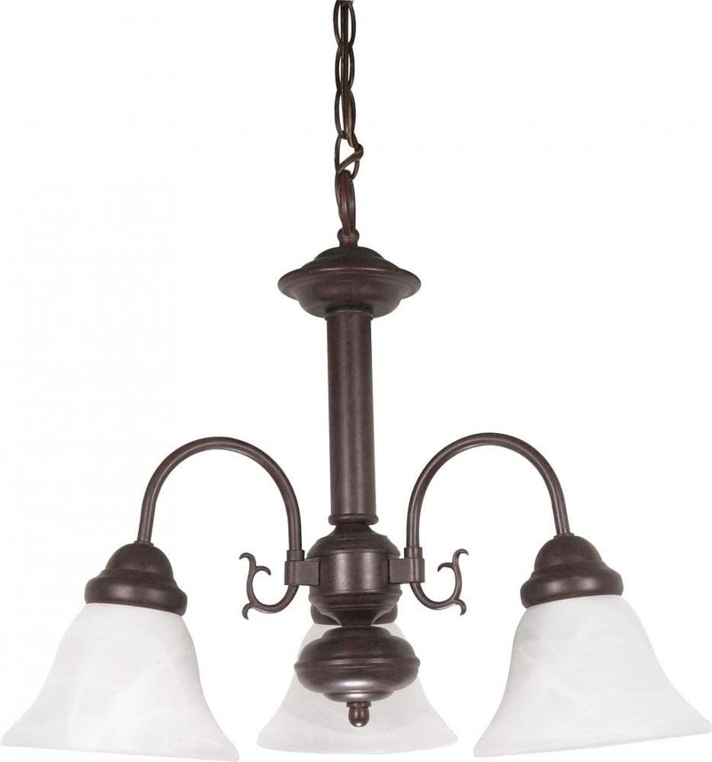 Nuvo 60184 Three Light Ballerina Chandelier 20 in Old BronzeAlabaster Glass