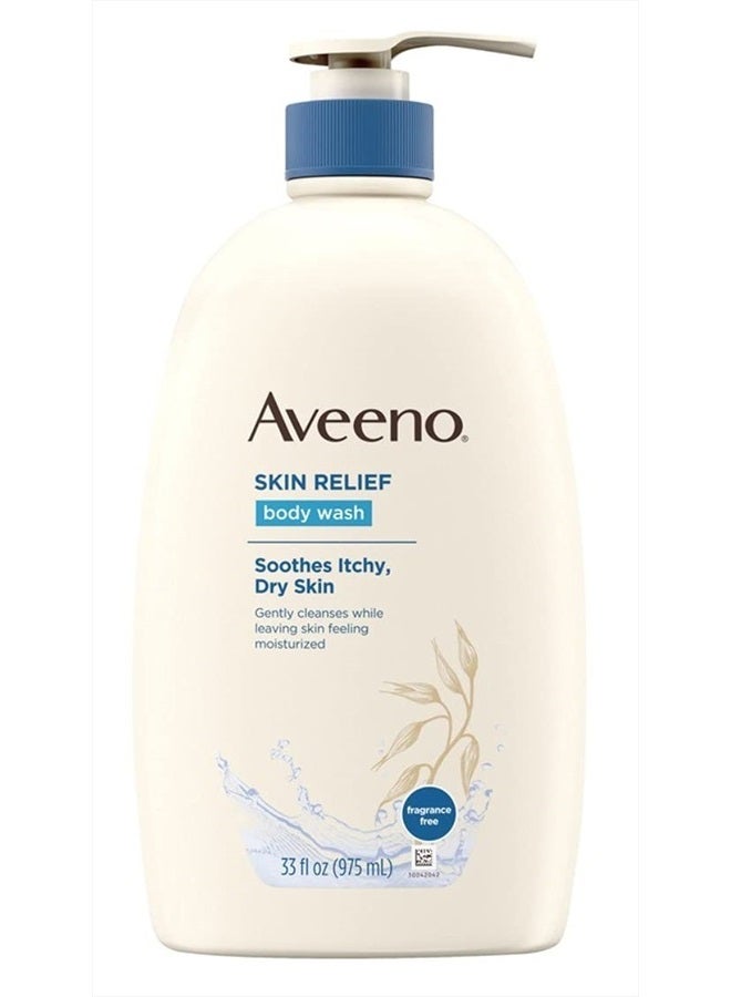Aveeno Skin Relief Fragrance-Free Body Wash with Oat to Soothe Dry Itchy Skin, Gentle, Soap-Free & Dye-Free for Sensitive Skin, 33 fl. oz (Pack of 2) - Image 3