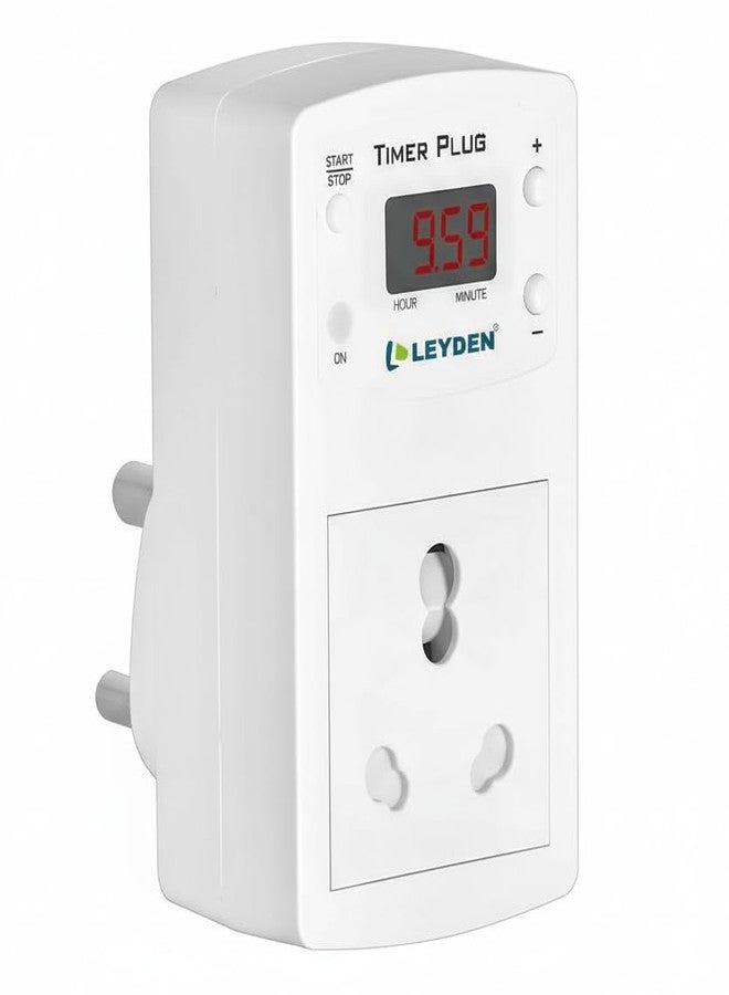 LEYDEN® TP-PLG 16A 220VAC, 16A, Digital Coundown Automatic Off Plug Socket 1 Minute to 9 Hour 45 Minutes for Waterpump, Motor, AC, E-Bike, Gyser, Heater (1) - Image 1