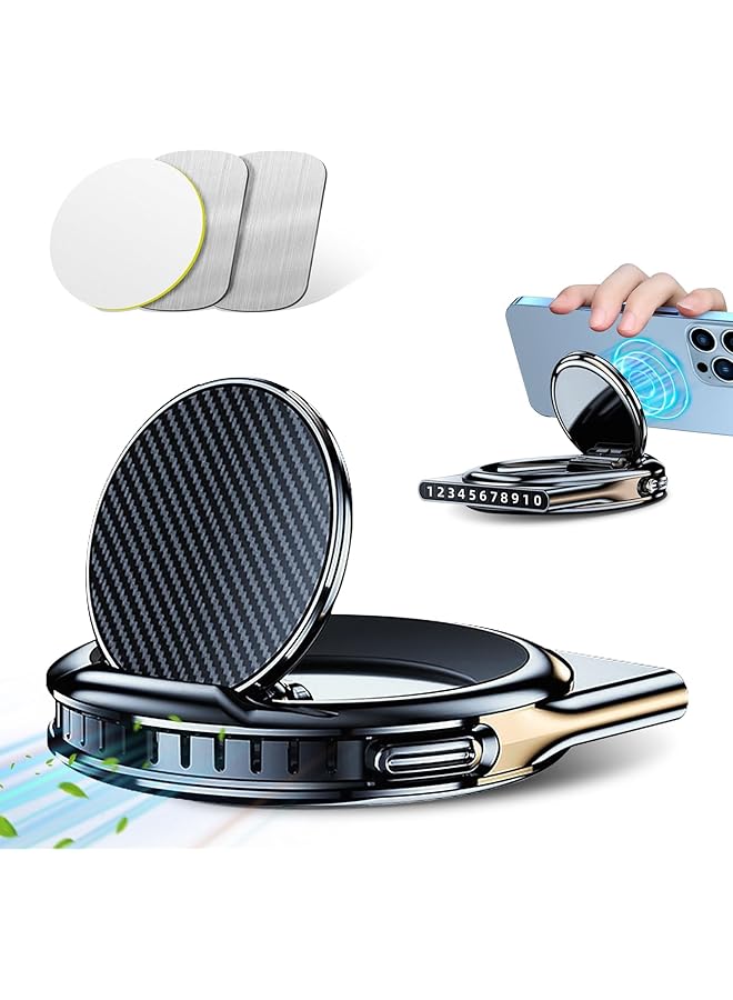 KASTWAVE Multifunction Magnetic Phone Car Mount, With Car Air Fresheners Diffuser, Number Parking Phone Holder Dashboard Phone Holder, Suit For All Phone Model - Image 1