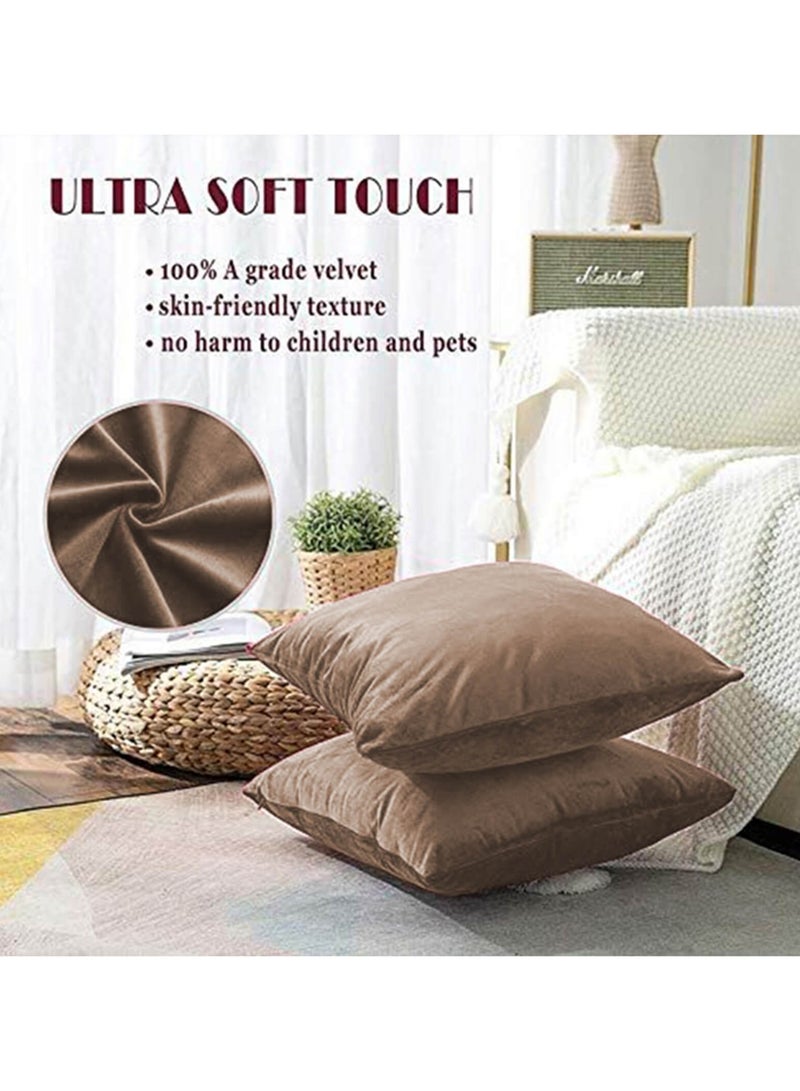 Kunzita Home Luxury velvet decorative pillows set - 45x45 cm - beige - Image 2