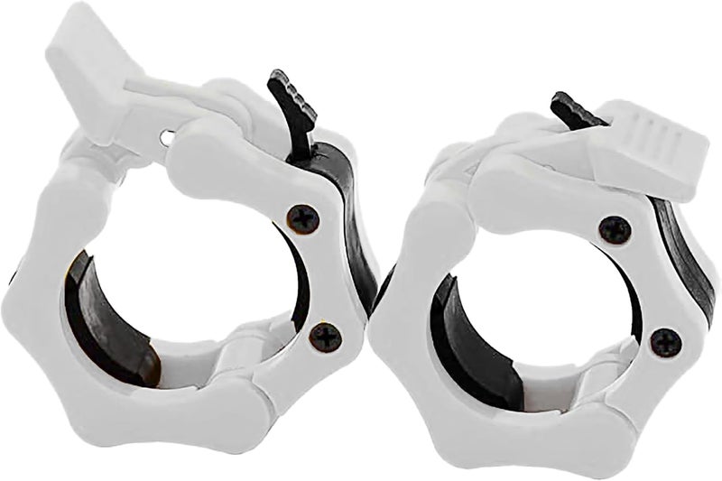 GW Tech Barbell Clamps 2 inch, Heavy Duty Exercise Collars 2" Quick Release Pair of Locking Pro Olympic Weight Bar Plate Locks Collar Clips - (White) - Image 1