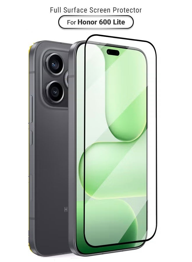 يويو تيك واقي شاشة لهاتف Honor 600 Lite 5G - زجاج مقسّى (Tempered Glass) عالي الجودة يغطي الشاشة بالكامل، يمنع تكون الفقاعات ويمتد من الحافة إلى الحافة، حساس للمس، ومضاد للتوهج؛ مخصص لهاتف Honor 600 Lite (مقاس 6.6 بوصة، إصدار 2026). - Image 1