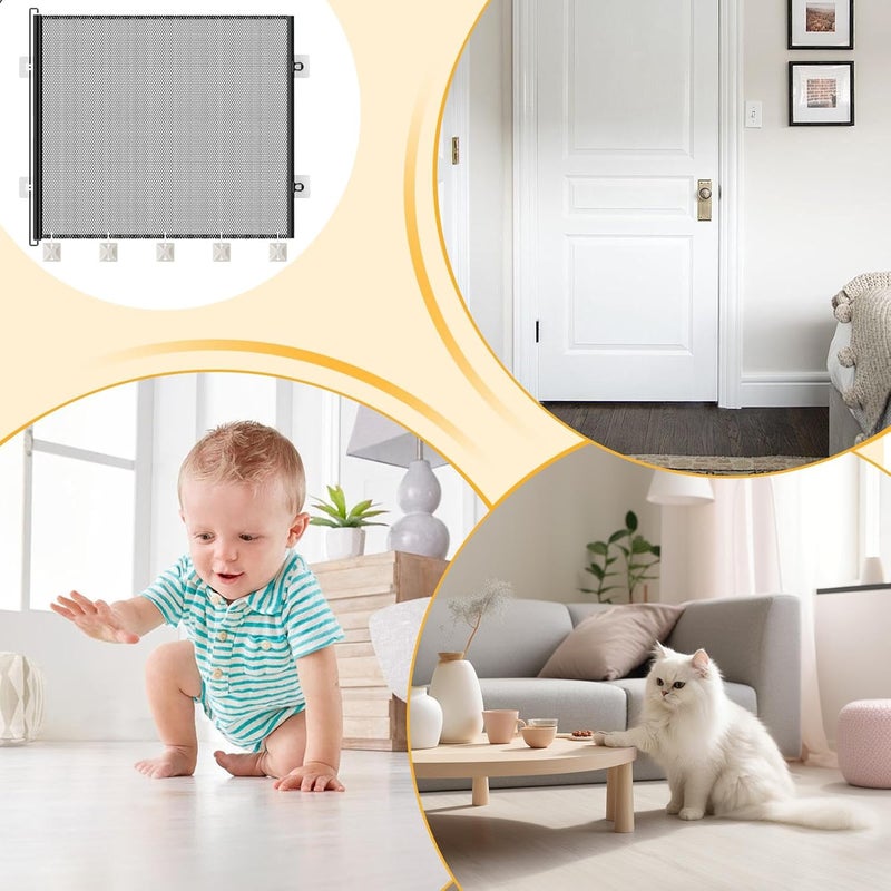 Pet Gate Retractable | Screen Barrier Gate for Pet,Indoor Puppy Guard,for Door Frame Porch Patio Stairs Balcony Driveway Garage Hallway Fence - Image 4