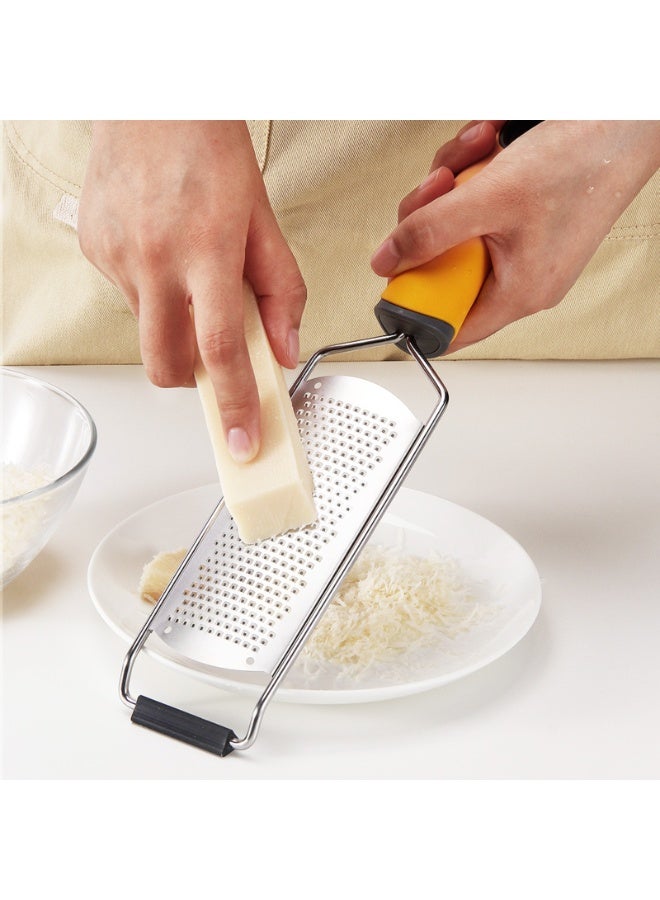 NOVOLAN Cheese Grater 304 Stainless Steel Multi-Functional Wide-Board Cheese Grater Cheese Chocolate Scraper Lemon Peel Grater, Wide Grating Surface Dishwasher Safe Silicone Non-Slip Mat Ergonomic - Image 1